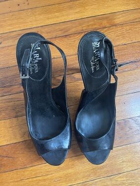 Cole Haan Black Leather Slingback Heels